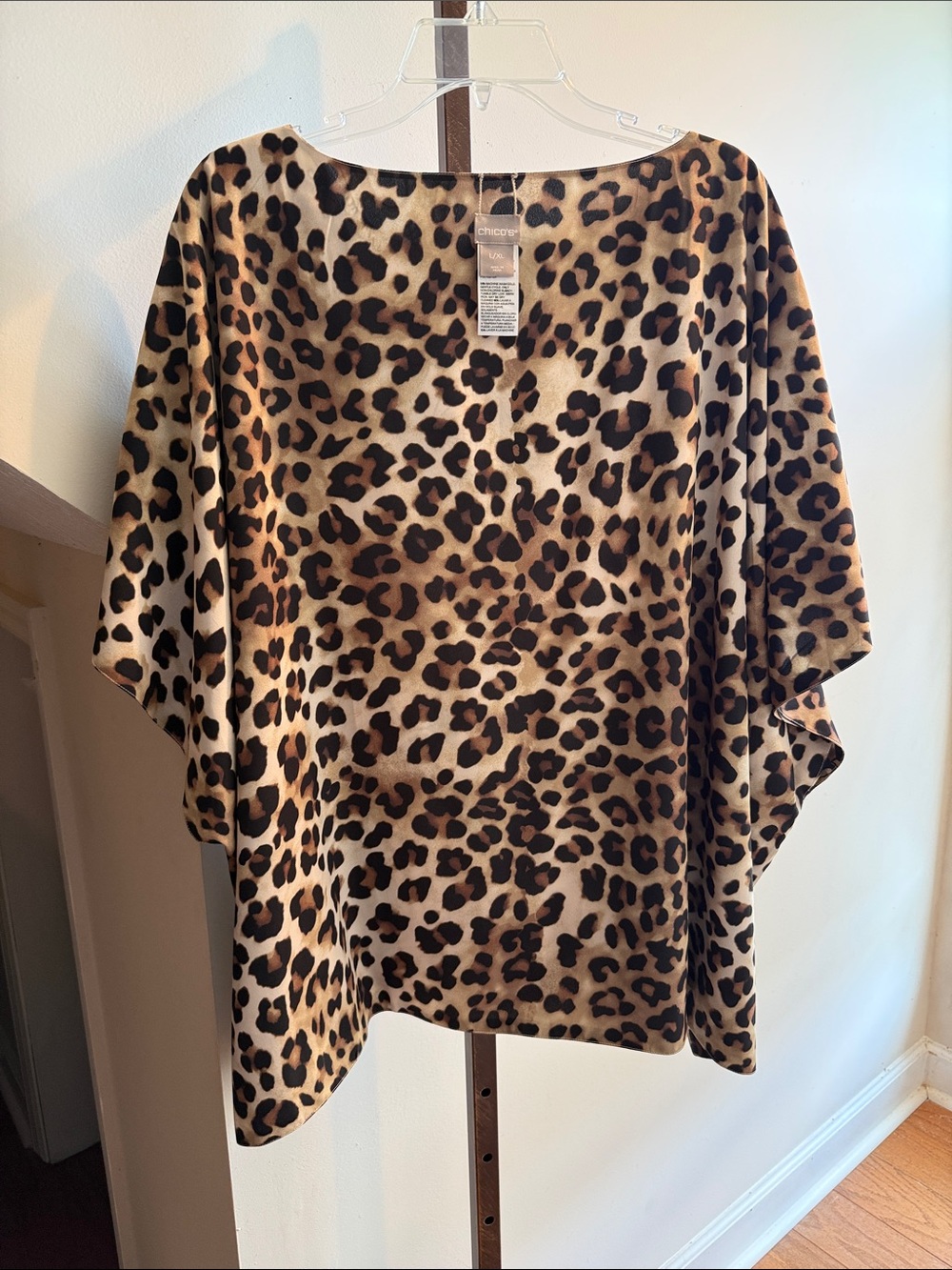 Chico's reversible Leopard Print Dolman Sleeve Top - Beige/Brown